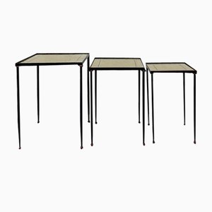 Nesting Tables in Metal and Glass, Set of 3-UX-1775496