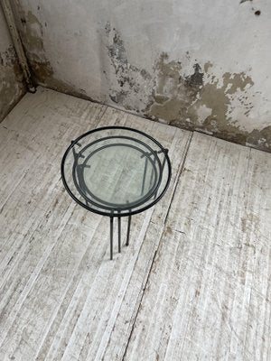 Nesting Tables in Metal & Glass, 1950s, Set of 3-LCU-1402981