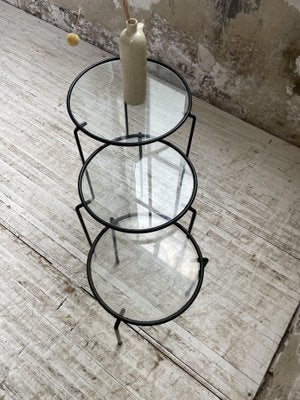 Nesting Tables in Metal & Glass, 1950s, Set of 3-LCU-1402981