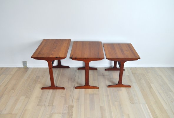 Nesting Tables in Solid Teak, Denmark, 1960s, Set of 3-HPQ-1286766