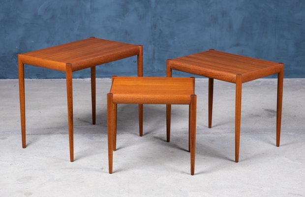 Nesting Tables in Teak, Denmark, 1960s, Set of 3-ZGQ-994941