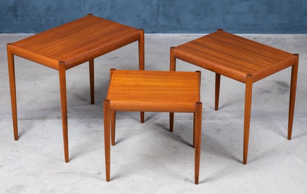 Nesting Tables in Teak, Denmark, 1960s, Set of 3-ZGQ-994941