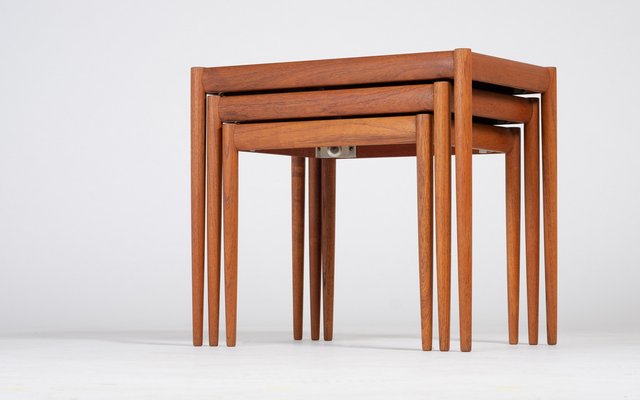 Nesting Tables in Teak, Denmark, 1960s, Set of 3-ZGQ-1289936