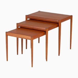 Nesting Tables in Teak, Denmark, 1960s, Set of 3-ZGQ-1289936