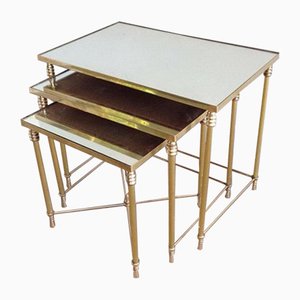 Nesting Tables with Mirror Tops, 1960s, Set of 3-BA-658596