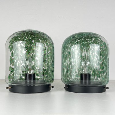 Neverrino Table Lamps in Green Murano Glass attributed to Gae Aulenti for Vistosi, Italy, 1970s, Set of 2-WQC-1796312