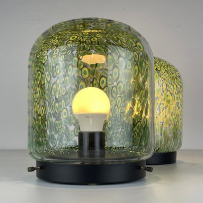 Neverrino Table Lamps in Green Murano Glass attributed to Gae Aulenti for Vistosi, Italy, 1970s, Set of 2-WQC-1796312