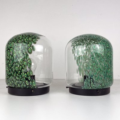 Neverrino Table Lamps in Green Murano Glass attributed to Gae Aulenti for Vistosi, Italy, 1970s, Set of 2-WQC-1796312