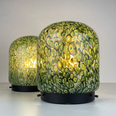 Neverrino Table Lamps in Green Murano Glass attributed to Gae Aulenti for Vistosi, Italy, 1970s, Set of 2-WQC-1796312