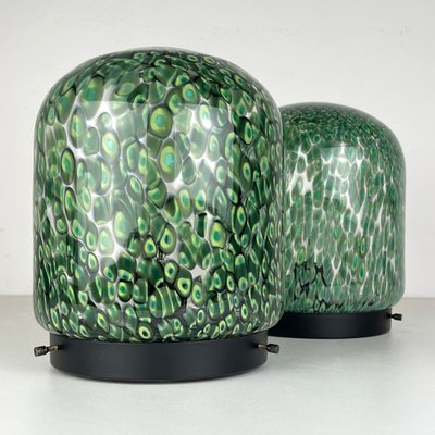 Neverrino Table Lamps in Green Murano Glass attributed to Gae Aulenti for Vistosi, Italy, 1970s, Set of 2-WQC-1796312