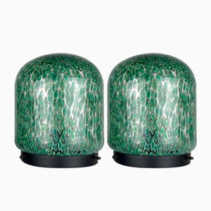 Neverrino Table Lamps in Green Murano Glass attributed to Gae Aulenti for Vistosi, Italy, 1970s, Set of 2-WQC-1796312