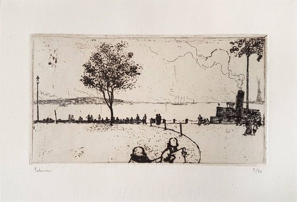 New York, Battery Park - Original Etching by J.E. Laboureur - 1907 1907-ZCI-756185