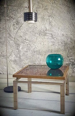 Nickel and Brass Support Table attributed to Lefevre for Maison Jansen, France, 1970s-POM-1431565