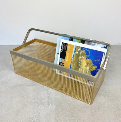 Nickel & Netting Acrylic Magazine Holder Rack, Italy, 1970s-LYQ-1171690