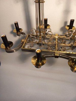 Nickel-Plated Brass Chandelier, 1940s-AWH-1356679