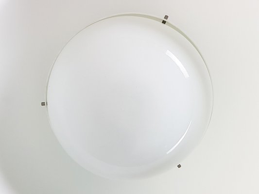 Nickel-Plated Brass & White Methacrylate 4005 Pendant Lamp by A. & P.G. Castiglioni for Kartell, 1960s-RD-1767666