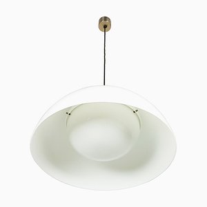 Nickel-Plated Brass & White Methacrylate 4005 Pendant Lamp by A. & P.G. Castiglioni for Kartell, 1960s-RD-1767666