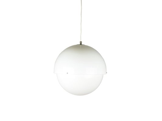 Nickel Plated Brass & White Methacrylate Pendant Lamp Mod. 21/5 by L. Bandini Buti for Kartell, 1960s-RD-2040978