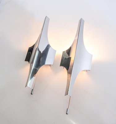 Nickel-Plated Wall Sconces, 1960s, Germany, Set of 2-DEK-932644