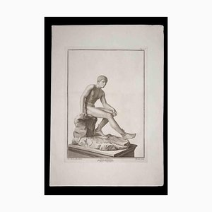 Nicola Fiorillo, Hermes, Ancient Roman Statue, Original Etching, 18th Century-ZCI-1379395