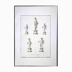 Nicola Fiorillo, Hermes, Ancient Roman Statue, Original Etching, 18th Century-ZCI-1379398