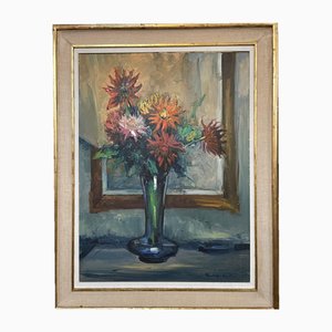 Nicola Sponza, Flowers, Oil Painting on Canvas, 20th Century, Framed-PKM-1717523