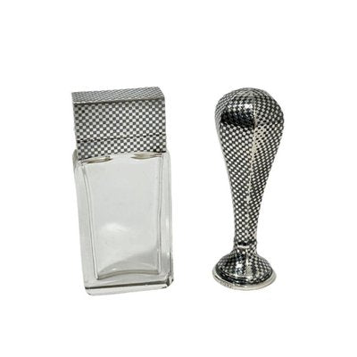 Niello Silver Wax Seal Stamp and Rectangular Niello and Crystal Scent Bottle, Set of 2-UCH-1224337