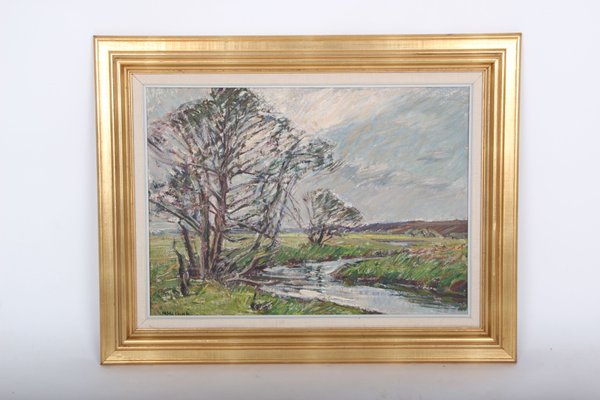 Niels Holbak, Danish Landscape Painting, Oil on Canvas, Framed-DQ-1299551