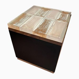 Nightstand / Coffee Table in Decorated Glass Bricks, 2000s-OHK-830304