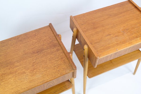 Nightstands in Teak by Ab Carlström & Co Furniture Factory, 1950s, Set of 2-UY-1813955