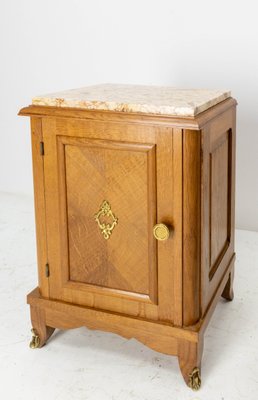 Nightstands or Bedside Cabinets in Oak with Marble Tops, France, 1960s, Set of 2-RIU-1142232