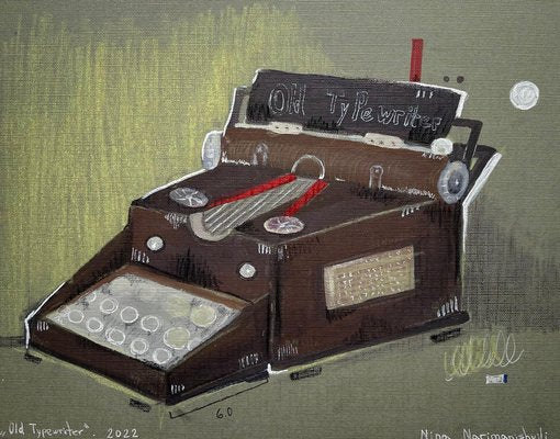 Nina Narimanishvili, Old Typewriter, 2022, Mixed Media on Cardboard-CHG-1333571