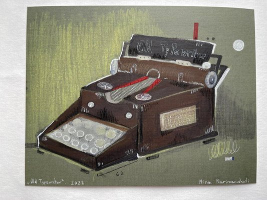 Nina Narimanishvili, Old Typewriter, 2022, Mixed Media on Cardboard-CHG-1333571