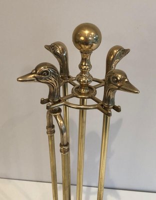 Noclassical Brass Duck Heads, France, 1970s, Set of 5-BA-874705