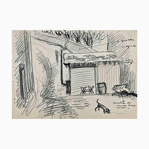 Norbert Meyre, The Rural House, Pencil Drawing, Mid 20th-Century-ZCI-1307015