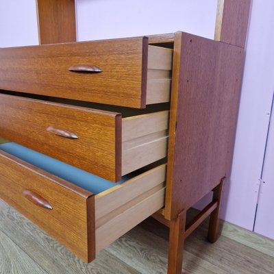 Norwegian Modular Wall Unit in Teak with Straw Sliding Doors, 1970s-ZPB-1780757