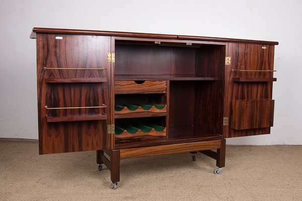 Norwegian Rolling and Extendable Bar in Rosewood by Torbjørn Afdal for Bruksbo, 1960s-EMB-2026743