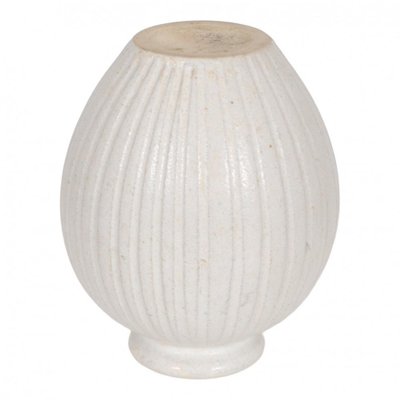 Nr 125 Stoneware Vase with Ribbed Pattern and Beige Glaze by Arne Bang-MTD-1399855