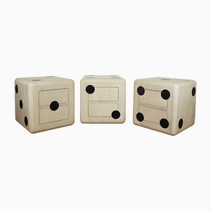 Nut Cube with Wheels and Two Drawers, 1980s, Set of 3-KNM-1072329