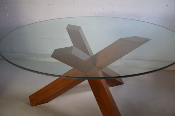 Nutwood and Glass La Rotonda Dining Table by Mario Bellini for Cassina-IEI-932110