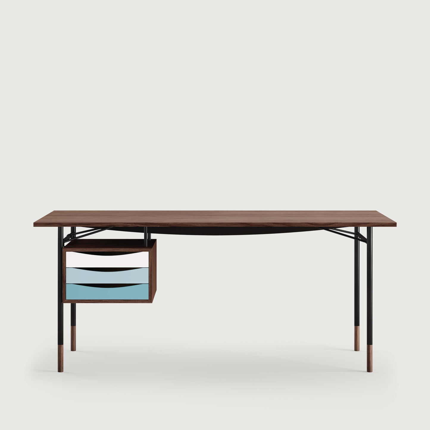 THE NYHAVN DESK W/ TRAY UNIT by House of Finn Juhl #Walnut/Black / Cold Colours