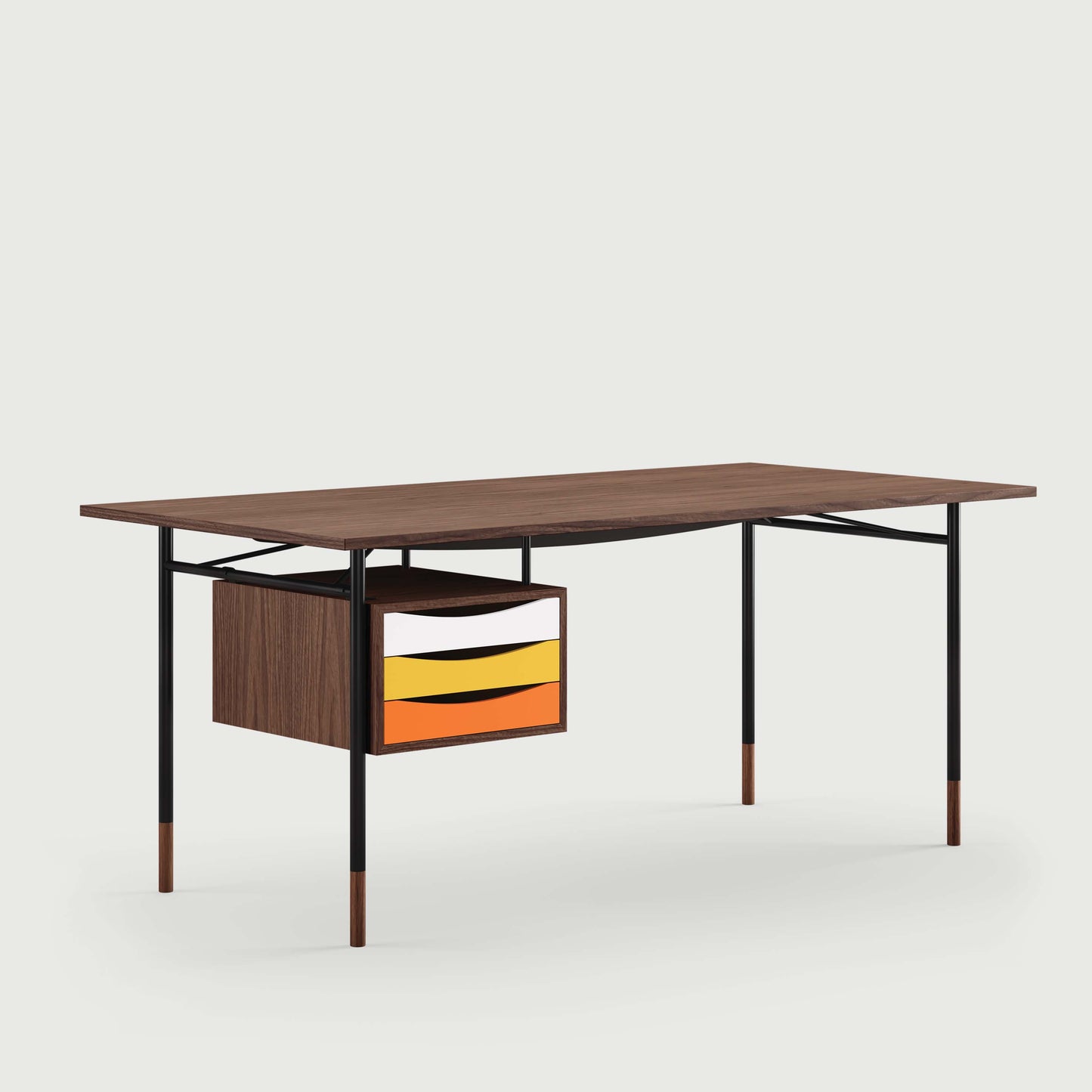 THE NYHAVN DESK W/ TRAY UNIT by House of Finn Juhl #Walnut/Black / Warm Colours