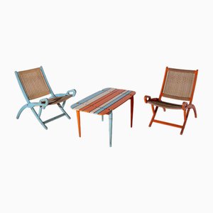 Nymphaeum Chairs with Table by Gio Ponti, 1950s, Set of 3-IEW-1797515