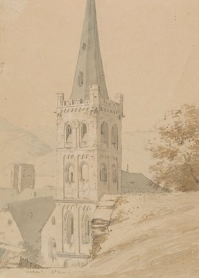 O. Wagner, Church Tower in Bacharach, 19th-Century, Paper-OJR-1273421