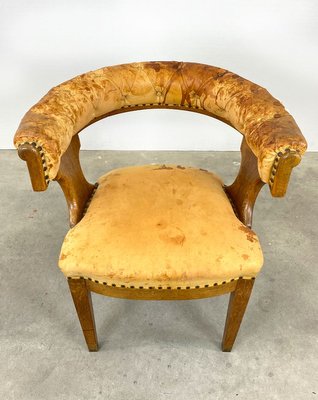 Oak and Leather Armchair, Sweden, 1900s-QFU-914363