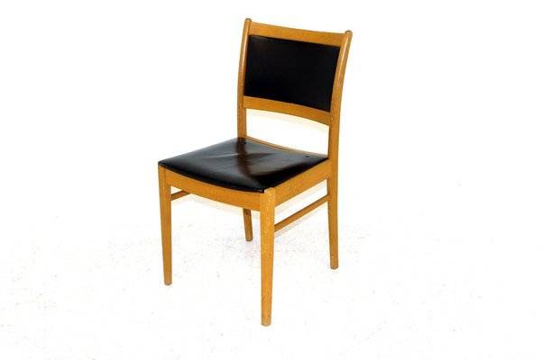 Oak and Leather Chair, Sweden, 1960s-GEK-1047395