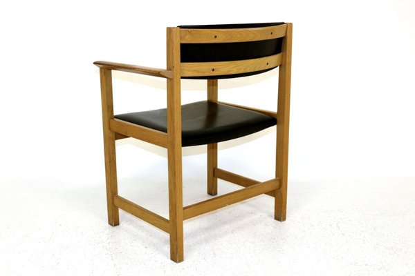 Oak and Leather Desk Chair, 1960s-GEK-803257