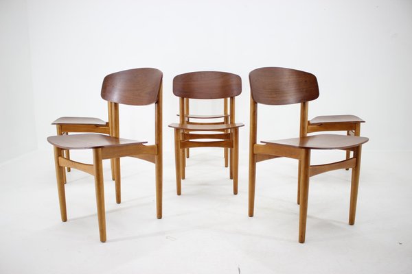 Oak and Teak Model 122 Dining Chairs by Børge Mogensen for Søborg Møbelfabric, 1960s, Set of 6-TZ-955580