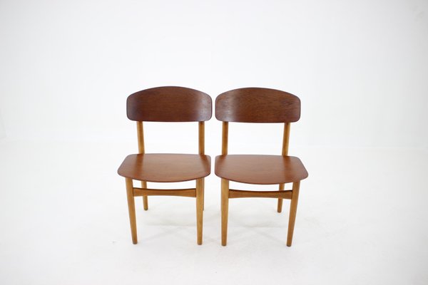 Oak and Teak Model 122 Dining Chairs by Børge Mogensen for Søborg Møbelfabric, 1960s, Set of 6-TZ-955580