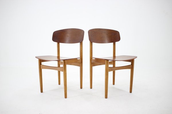 Oak and Teak Model 122 Dining Chairs by Børge Mogensen for Søborg Møbelfabric, 1960s, Set of 6-TZ-955580